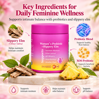 Gummies Probiotiques OEM pour Femmes, 60 Unités, avec Écorce d'Orme Rouge pour le Soutien de la Flore Intime et l'Équilibre du pH