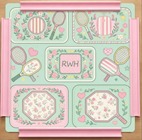 Tapis de Mahjong Américain Rose Menthe Luxe Moderne Automatique pour Pickleball, Motif Floral Mignon, Style Preppy, Imperméable, Pliable, Durable et Écologique
