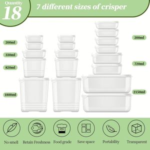 กล่องถนอมอาหารทรงสี่เหลี่ยม 10 ชิ้น ปลอดสาร BPA เป็นมิตรกับสิ่งแวดล้อม ผลิตด้วยวิธีฉีดขึ้นรูป ใช้ได้กับเครื่องล้างจานและไมโครเวฟ - Product Image 2