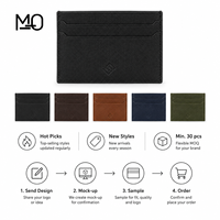 Porte-cartes en cuir noir minimaliste avec texture Saffiano, design géométrique à fentes et emplacements horizontaux pour cartes OEM