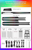 Kit d'éclairage LED d'ambiance en carbone pour VW Passat CC Arteon B8 2019-2020, style OEM dynamique, pour panneau de garniture intérieur de voiture
