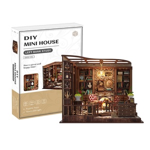DIY Left Bank Study Cottage Modèle de construction en <span class=keywords><strong>bois</strong></span> à assembler en 3D pour adultes, jouet de décompression, décoration de bureau, cadeau - Product Image 5