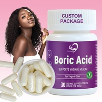 Supositorios de Ácido Bórico Personalizados Chinaherbs con Aplicador, 30 Piezas, Supositorios Vaginales Blancos de Ácido Bórico para la Salud Vaginal de la Mujer