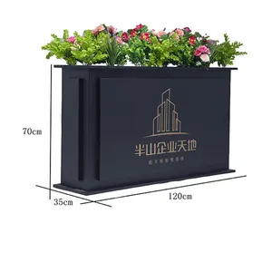 Custom outdoor rectangle square big tall vertical metal fiberglass frp resin garden planter trough pot flower boxes