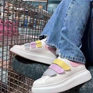 Baskets plateforme en cuir blanc pour femmes, design multicolore avec sangle auto-agrippante, chaussures décontractées MC pour le quotidien et la rue - Product Image 2