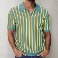 Ottoknit Polo en tricot à rayures Style breton classique Col côtelé Polo en tricot intemporel pour hommes