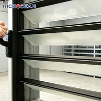 RICHOCEAN Fenêtre à persiennes en aluminium hermétique, étanche, avec ventilation, verre dépoli, volets extérieurs pour climat tropical