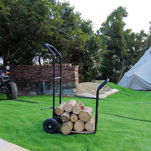 Support à bois de chauffage avec 2 grandes roues en caoutchouc, support de stockage de bois, support d'empileur de bûches de feu en acier à haute teneur en carbone pour arrière-cour - Product Image 3