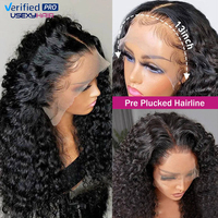 Vente en gros de densité 300 perruque de cheveux vierges bruts sans colle perruque Lace Front Pixie Deep Curly perruque de cheveux humains brésiliens Full Hd Lace Frontal