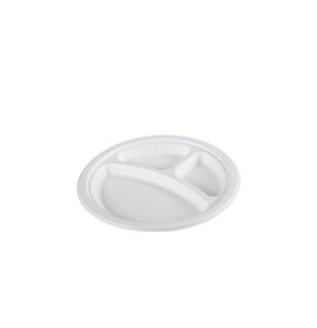 จานกระดาษ3ช่องทรงกลม9นิ้วแบบย่อยสลายได้ถาดอาหารกลางวันแบบย่อยสลายได้ - Product Image 5