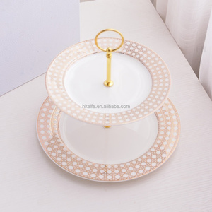 ชุดจานผลไม้หลายชั้นลายเลมอน ชั้นวางเค้กเซรามิก ชั้นวางโชว์ จานสำหรับห้องนั่งเล่น ชุดจาน 2 ชั้น - Product Image 2