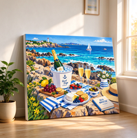 Peinture par numéros moderne de paysage marin imprimée 40x50cm, kit artistique pour adultes, décoration intérieure avec cadre et toile en coton et lin