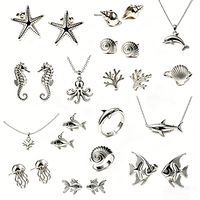 Bijoux Océaniques Personnalisés en Argent 925 Plaqué Rhodium et Or, Motifs Phoque, Étoile de Mer, Méduse, Coraux, Raies, Requins - Lien de Paiement