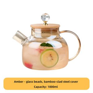Tetera de Vidrio Simple con Tapa de Bambú, Capacidad de 600 ml a 1800 ml para Té de Hojas Sueltas, Café y Juegos de Té - Product Image 6