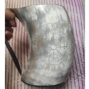 Taza de cerámica tallada vikinga Natural hecha a mano, cuerno para beber personalizado para cerveza, café para el hogar, Hotel, restaurante, uso directo - Product Image 1