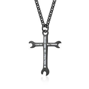 <b>Titanium</b> Steel Wrench Cross Necklace Unisex Fashion Pendant Gift Jewelry Stainless Steel <b>Chain</b> K PT428 - Product Image 5