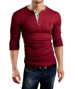 Groothandel Custom Logo Knop Ontwerp Hoge Kwaliteit Materiaal Mannen Polo Volledige Mouw Mannen Kleuraanpassing T-shirt