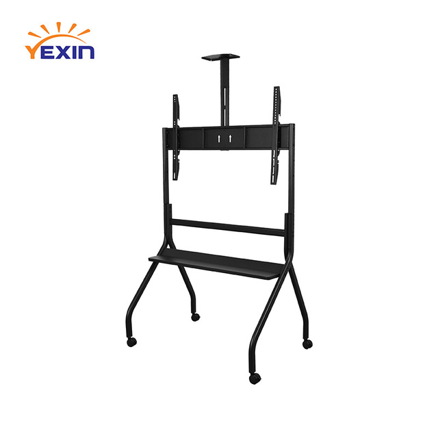 Mobile TV Cart Rolling Floor Stand Lockable Wheels Height Adjustable Trolley 55-100 Inch Interactive Whiteboard TV Display Stand