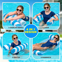 2 flotteurs gonflables rayés pour piscine, chaise longue pliable, hamac aquatique pour adultes, équipement de jeu aquatique d'été