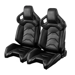 2020 New Style Black PVC Leather Universal Racing Car Seat Carbon Fiber Leather Back With Double Slider
