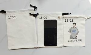 Sacs en toile personnalisés avec logo imprimé, pochettes à cordon blanc personnalisées, emballage cadeau, emballage cosmétique, emballage de bijoux, sacs en toile - Product Image 4