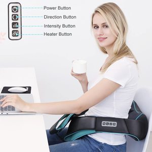 Masajeador Eléctrico Shiatsu para Cuello y Hombros con Calor, Control Remoto Inalámbrico, Almohada de Masaje Profundo de Cuero PU, Cinturón de Masaje - Product Image 2