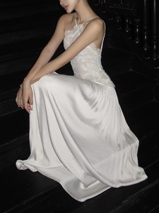 Abito Lungo Estivo Elegante con Patchwork in Pizzo, Stile di Alta Classe, Vita Stretta, Schiena Scoperta e Senza Maniche - Product Image 4