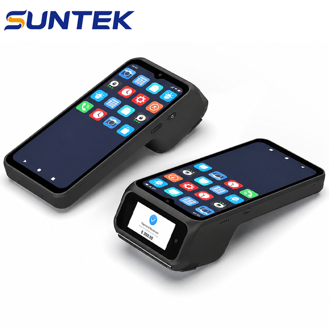 SUNTEK 6.56'' Android 16 Wireless NFC Touch Dual Screen Handheld POS Terminal with GMS and CE Certification