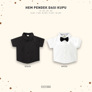 เสื้อเชิ้ตแขนสั้นสีดำสุดเท่พร้อมดีเทลโบว์ไท มอบตัวเลือกชุดที่ดูดีสำหรับเด็กๆ ที่เข้าร่วมงานพิธีการ - Product Image 5
