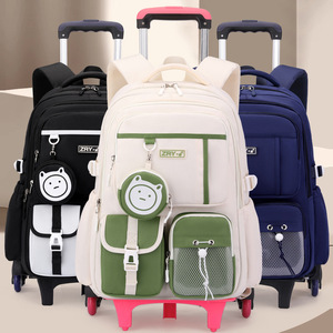 Fashion Elementary Student Trolley School <b>Bag</b> for Girl Boy Kids Kawaii Detachable Trolley Backpack High Quality Mochila Infantil - Product Image 4