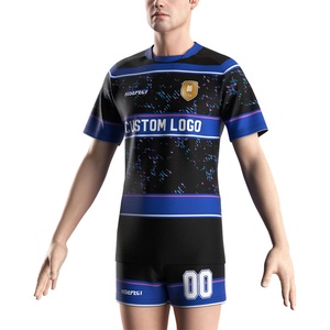 Impression de logo personnalisé, maillot de rugby en sublimation pour équipe d'entraînement, tout nouveau maillot de rugby néo-zélandais, ensemble de t-shirts et de pantalons de jogging pour hommes - Product Image 5
