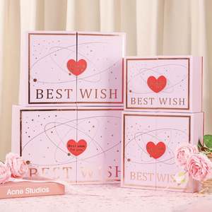 Caja de Regalo Cuadrada de Cartón Gris con Doble Puerta y Estampado Dorado de Alta Calidad, Diseño Galaxy Love, para el Día de San Valentín o Tanabata - Product Image 6