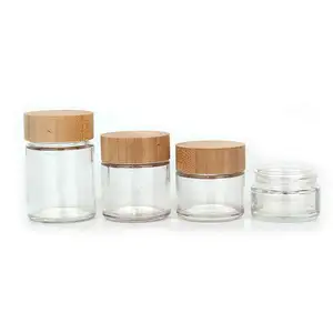 50ml 60ml 90ml 110ml Candy Jar Food Grade Wooden Lid Air Tight Storage Containers Glass Jar With Bamboo Lid