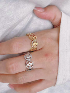 Anelli seguace da uomo regolabili alla moda oro giallo rodio argento placcato con zircone materiale principale gioielli in ottone - Product Image 4