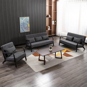 Canapé familial compact en bois massif pour <span class=keywords><strong>salon</strong></span>, appartement, fauteuil simple et double, <span class=keywords><strong>balcon</strong></span>, canapé combiné en tissu simple <span class=keywords><strong>de</strong></span> style nordique - Product Image 4