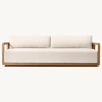 Ensemble de canapés d'extérieur en teck pour cour de villa de luxe, canapé rotatif, mobilier de patio, ensemble de canapés de jardin modernes imperméables