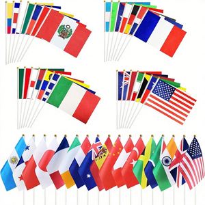 100 Banderas Internacionales de Países, Mini Banderas Plegables de Mano, Astas de Poliéster y Plástico, para Eventos Deportivos y Festivales - Product Image 1