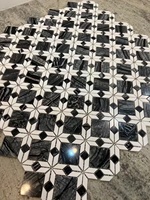 Mosaïque de marbre vert moderne à motifs floraux, carreaux irréguliers en pierre naturelle pour murs, designs d'intérieur, décoration de la maison, style parquet, design graphique