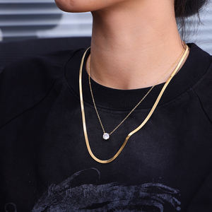 Collier pendentif rond simple en acier inoxydable plaqué or 18 carats PVD, collier géométrique en zircon, bijoux de <span class=keywords><strong>naissance</strong></span>, cadeaux - Product Image 4