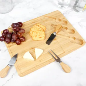 Set di taglieri per formaggi da Picnic in bambù rettangolare di buon Design con 3 Set di coltelli per utensili da formaggio