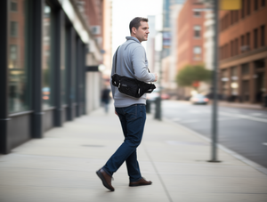 Borsa da uomo Ld in nylon con tasca frontale rettangolare con cerniera per uso quotidiano - Product Image 2