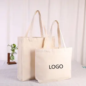 Foldable Heavy Duty Grocery Bag Custom Logo Cotton Canvas Tote Plain Blank Bags With Zipper