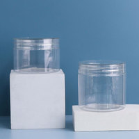Botol Plastik PET Transparan Bentuk Silinder dengan Tutup Sekrup 1 oz 2 oz 12 oz 1 kg dengan Tutup Transparan Kualitas Makanan