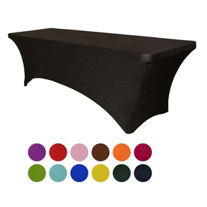 Wholesale Stretch Elastic Minimalist Black Spandex Table Cover <b>Tablecloth</b> Cover Set with Custom Logo Table Overlay - Product Image 1