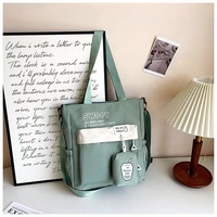 Mode canvas tas voor dames in Japanse stijl, fris zoet fruitpatroon, waterdichte draagbare draagtas met ritssluiting, crossbody tas