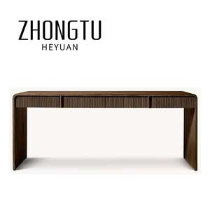 Table de bureau design moderne pour hôtel Bureau d'ordinateur Mobilier nordique Bureau d'étude en bois naturel avec tiroirs et secrétaire - Product Image 5