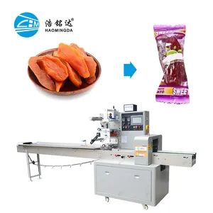 Horizontal Automatic Sweet Potato Packaging Packing Fruit Vegetable Wrapping Coconut Cookie Package Printing Machine Labeling