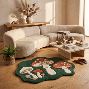 Hand Tufted Wool Mushroom <b>Rug</b> Forestcore Irregular Area <b>Rug</b> Cottagecore <b>Woodland</b> Carpet Nature Inspired Decor for Nursery Bulk - Product Image 5