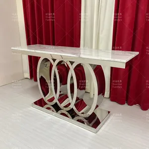 Современный итальянский роскошный круглый стол-консоль из нержавеющей стали, простой домашний стол для гостиной, мраморные столы-консоли