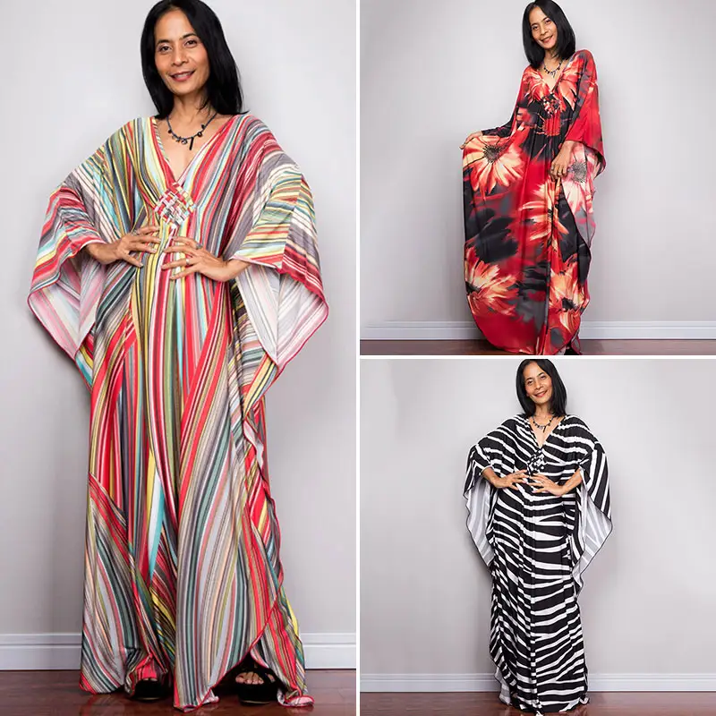 Offre Spéciale Multi Patterns Longue Kaftan Casual Maxi Robe de Plage Maillot de Bain Cover Up Robe